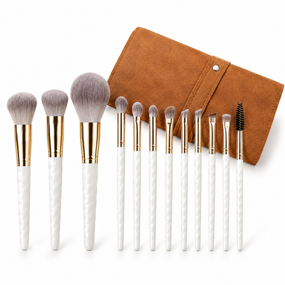 Professional 14-Piece Makeup Brush Set with Soft Bristles and Travel Storage Pouch